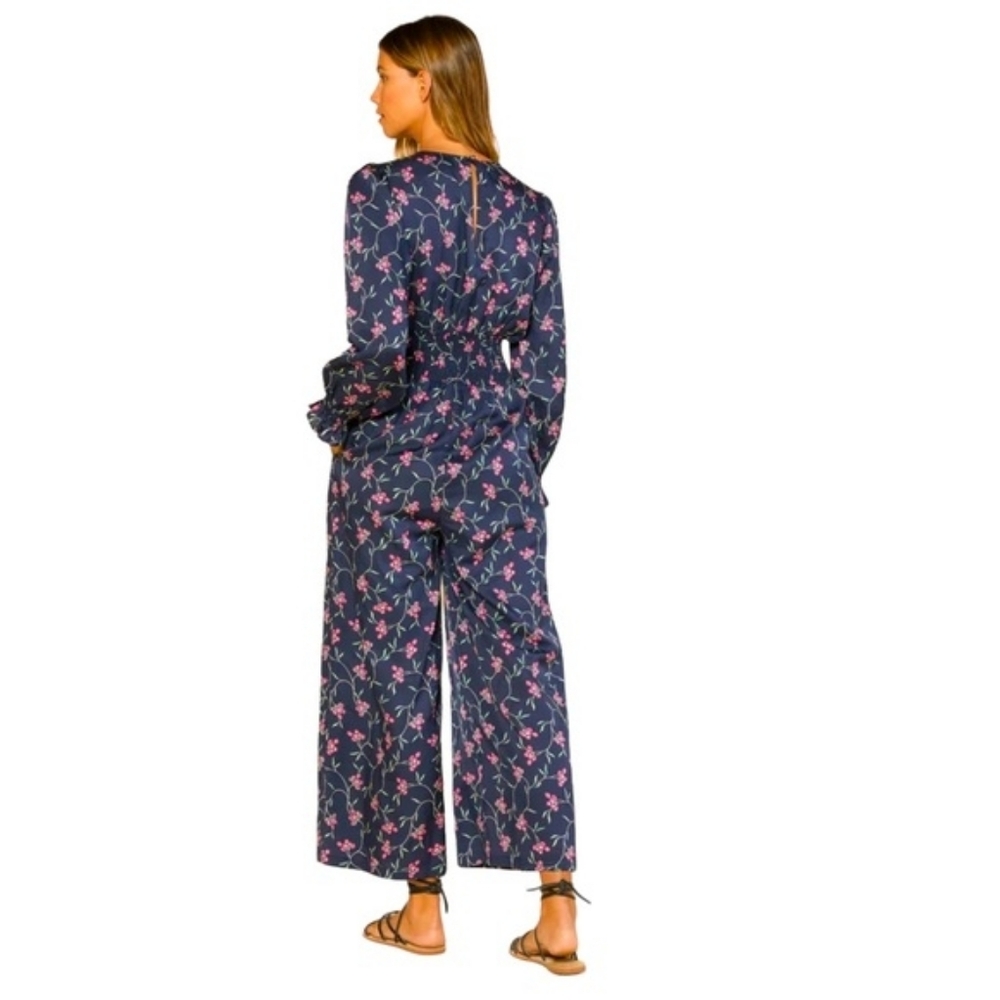 Outerknown Navy and Pink Floral Jumpsuit - Picture 3 of 6